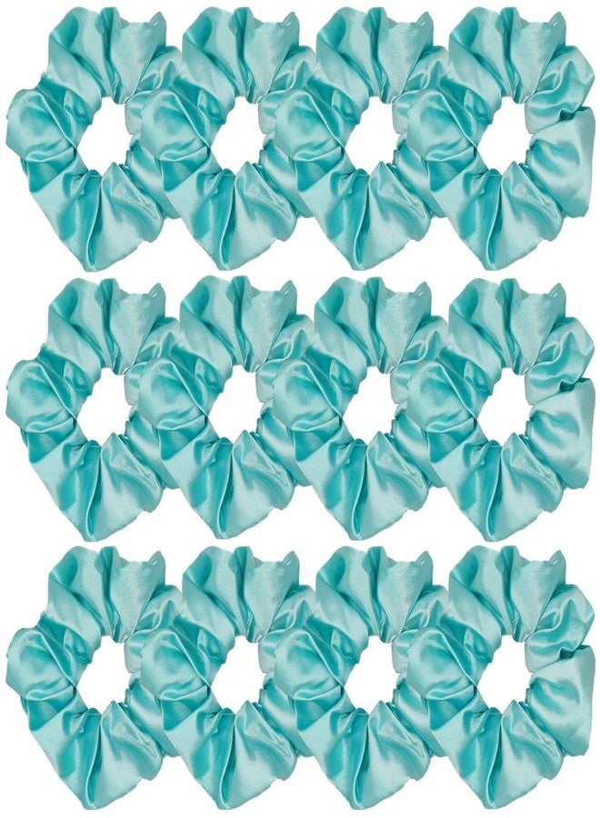 Sufermoe 12 Pcs Soft Satin Silk Hair Scrunchies, Blue Green, 4.3 Inch Hair Ties for Women and Girls - Image 1